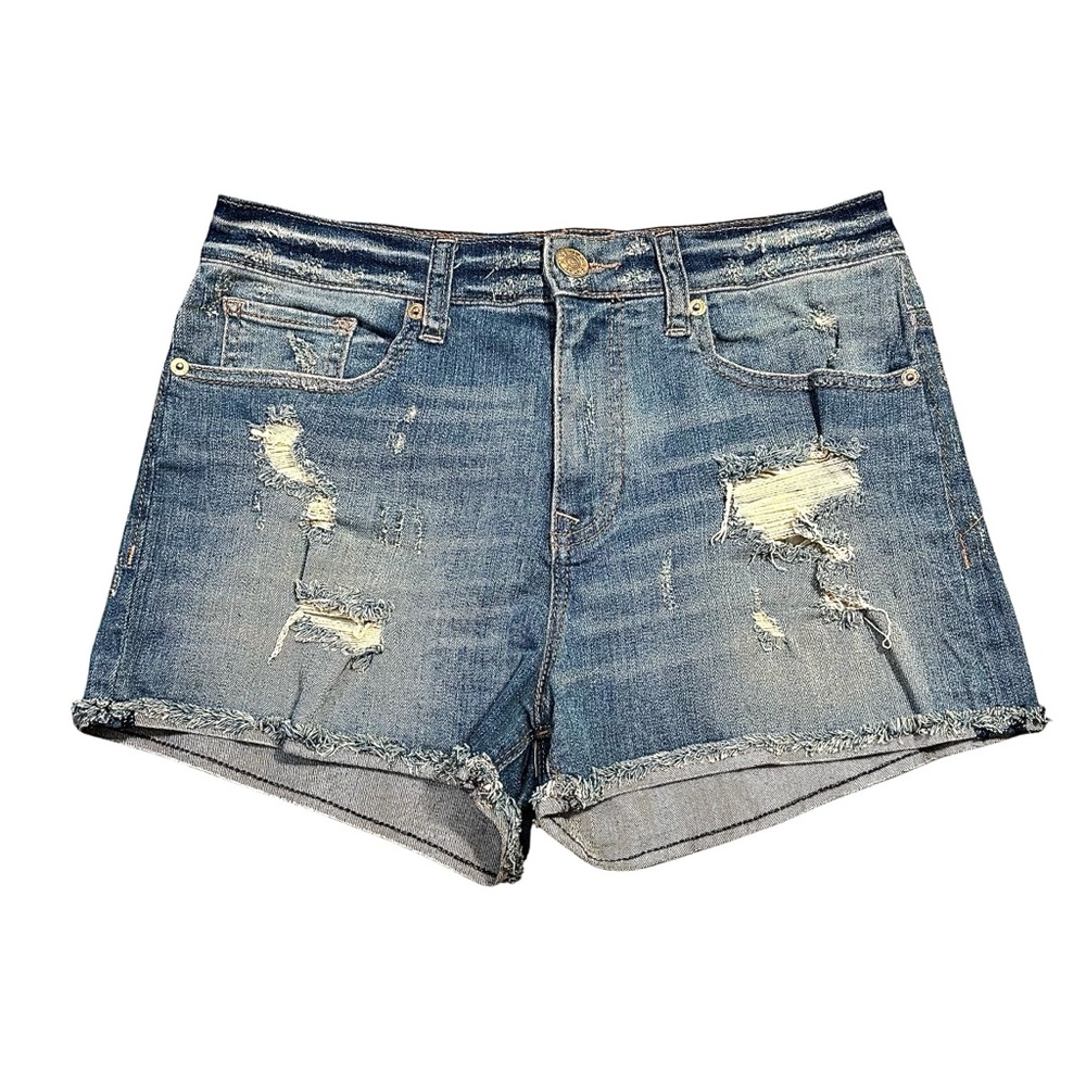 Express Jeans Denim Shorts Distressed 5 Pocket Size 6